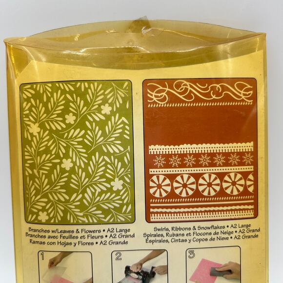 Sizzix 657252 Branches Swirls Ribbons Peppermint Set 2 Embossing Folders Nice - Picture 4 of 6